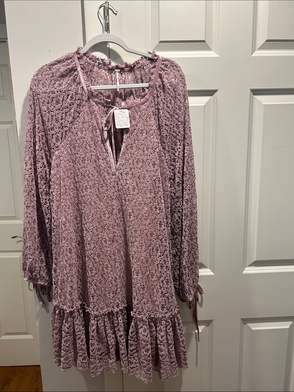 Free People Women's Lace Tiered Long-Sleeve Dress - Dusty Mauve